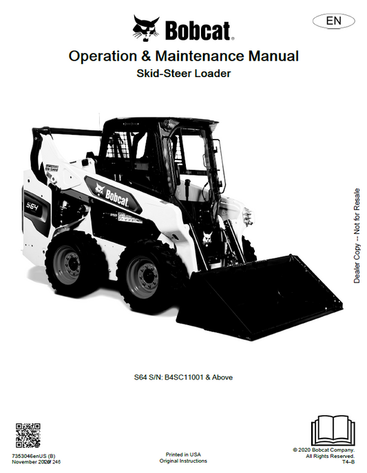 Bobcat S64 Skid-Steer Loader Operation & Maintenance Manual PDF