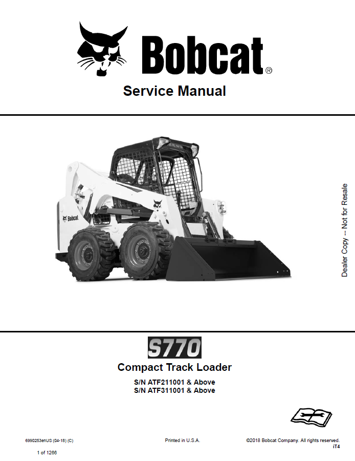 Bobcat S770 Compact Track Loader Service Manual PDF