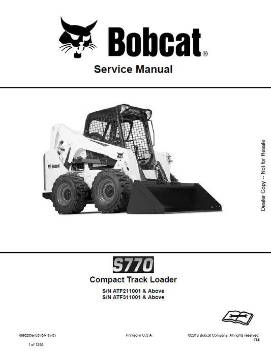 Bobcat S770 Compact Track Loader Service Manual PDF