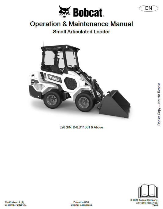Bobcat Small Articulated Loader Operation & Maintenance Manual PDF