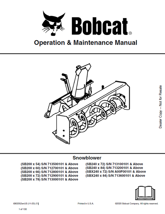 Bobcat Snowblower Operation and Maintenance Manual PDF