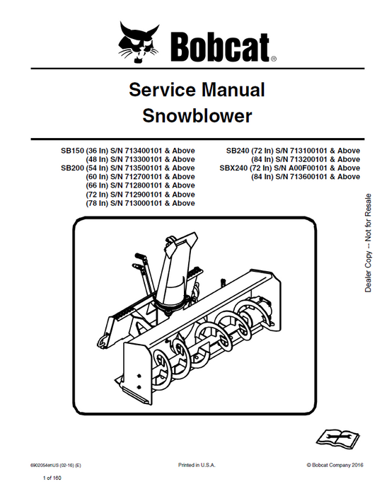 Bobcat Snowblower Service Manual PDF