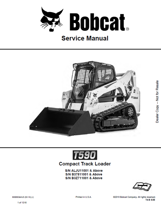 Bobcat T590 Compact Track Loader Service Manual PDF