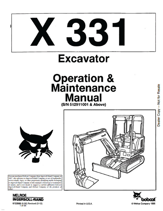 Bobcat X331 Operation and Maintenance Manual PDF