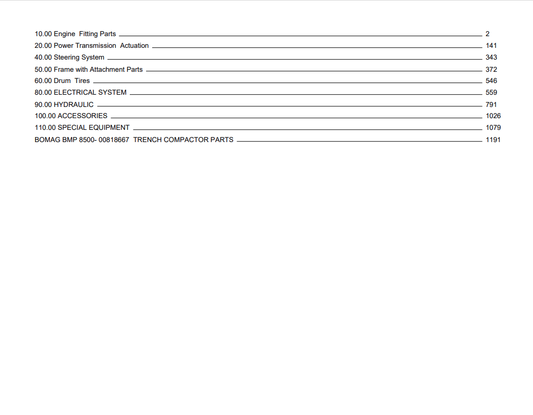 Bomag BMP 8500 Trench Compactor Parts Catalogue Manual 00818667 - PDF File Download