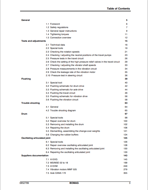 Bomag BW 145 DH-3 / PDH-3 Single Drum Roller Service Repair Manual - PDF File Download
