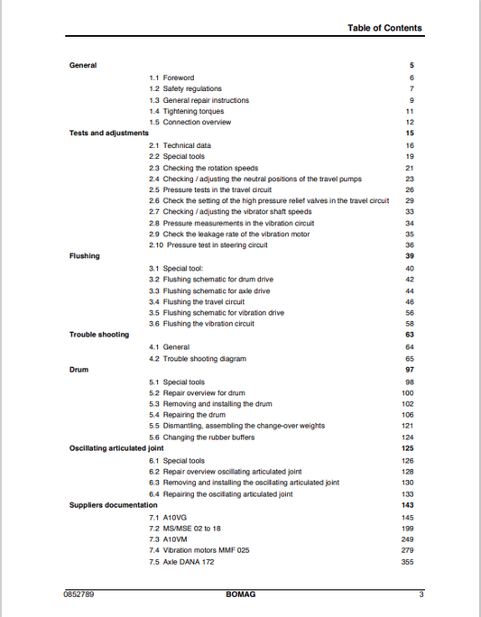 Bomag BW 145 DH-3 / PDH-3 Single Drum Roller Service Repair Manual - PDF File Download

