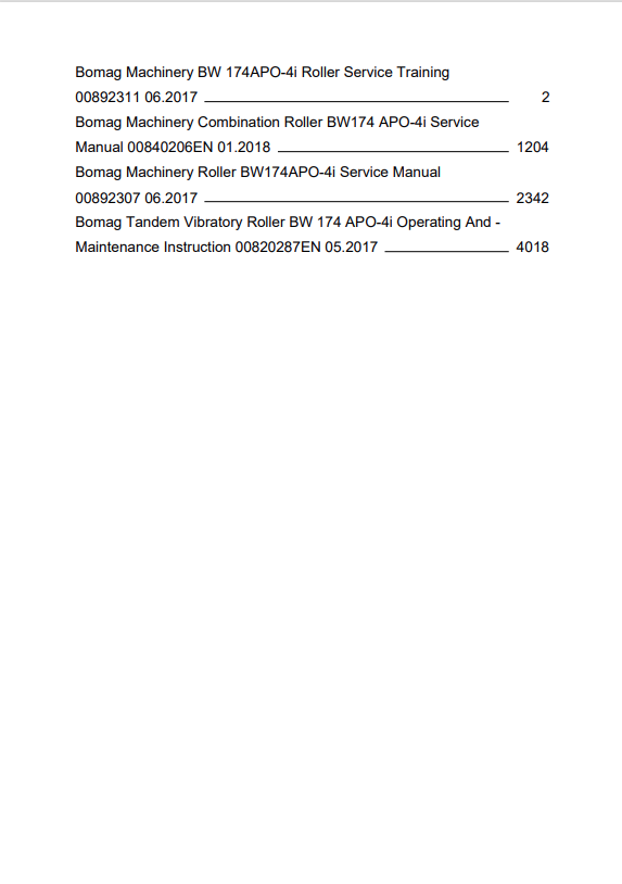 Bomag BW 174 APO -4i, BW 174 AP-4i, BW 174 ACP-4i AM, BW 174 AP-4i AM Tandem Vibratory Service Training Manual 00892307 - PDF File Download