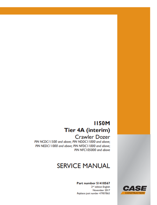 Case 1150M Tire 4A Crawler Service Repair Manual 51418567 PDF