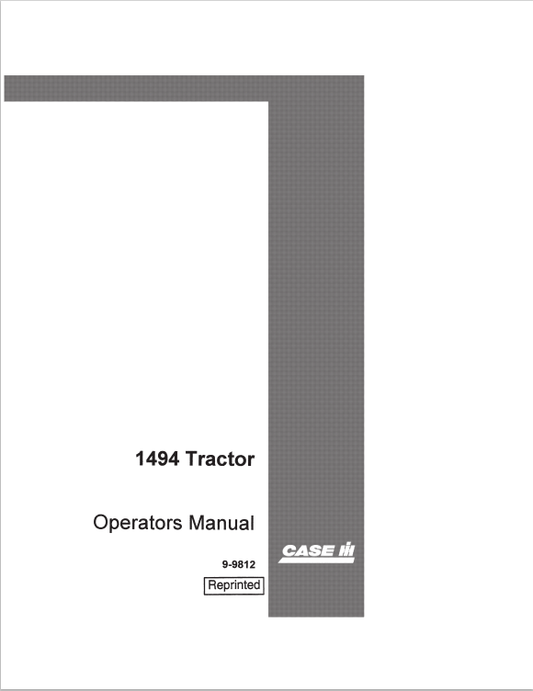 Case 1494 Tractor Operator Manual 9-9812 PDF