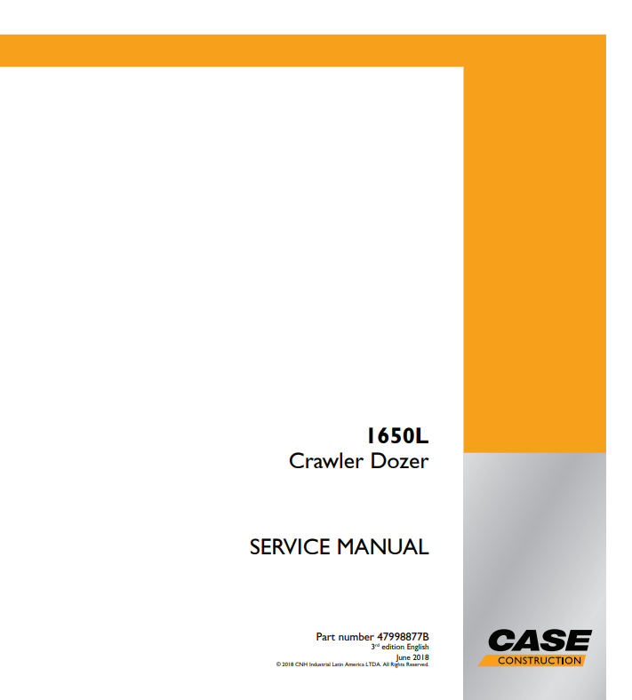 Case 1650L Crawler Dozer Service Manual 47998877B PDF