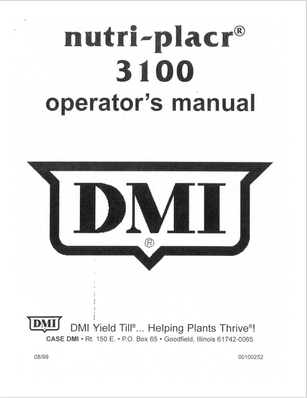 Case 3100 Nutri-Placr DMI Operator Manual 00100252 PDF