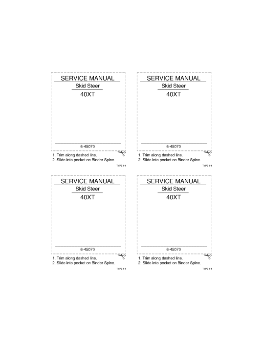 Case 40XT Skid Steer Service Manual 6-45070 PDF
