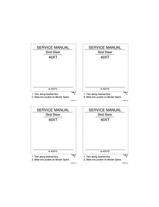 Case 40XT Skid Steer Service Manual 6-45070 PDF