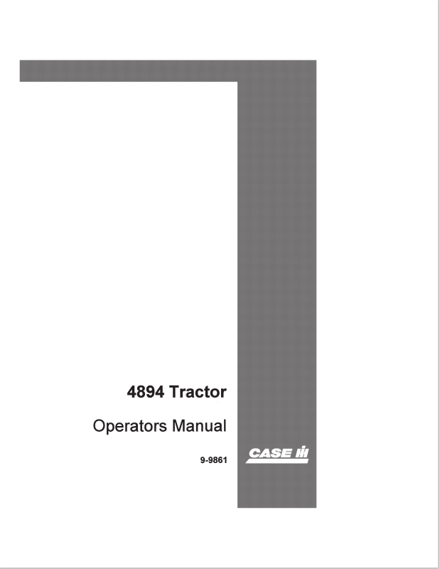 Case 4894 Tractor Operator Manual 9-9861 PDF
