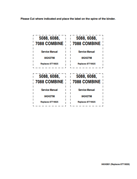 Case 5088, 6088, 7088 Combine Service Manual 84242798 PDF