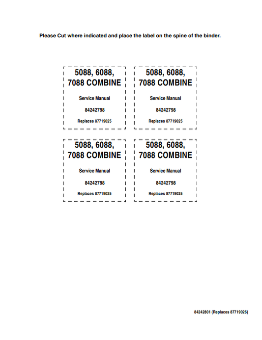 Case 5088, 6088, 7088 Combine Service Manual 84242798 PDF