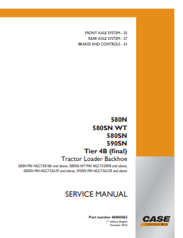 Case 580N, 580SN WT, 580SN, 590SN Tier 4B Tractor Loader Backhoe Service Manual 48080065 PDF