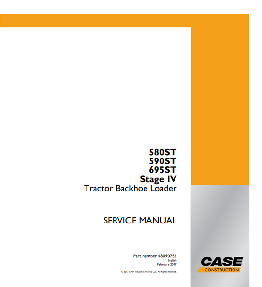 Case 580ST, 590ST, 695ST Tractor Backhoe Loader Service Manual 48090752 PDF