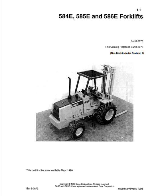 Case 584E, 585E, 586E Forklift Parts Catalogue Manual 8-2873 PDF