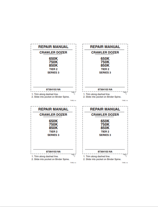 Case 650K, 750K, 850K Tire 2 Series 3 Crawler Dozer Repair Manual 87364103 NA PDF