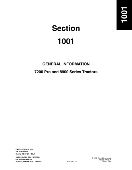 Case 7200 Pro and 8900 Series Tractor Service Repair Manual 7-67882 PDF