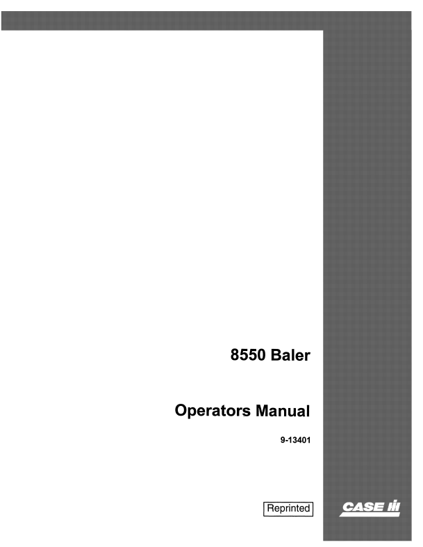 Case 8550 Baler Operator Manual 9-13401 PDF