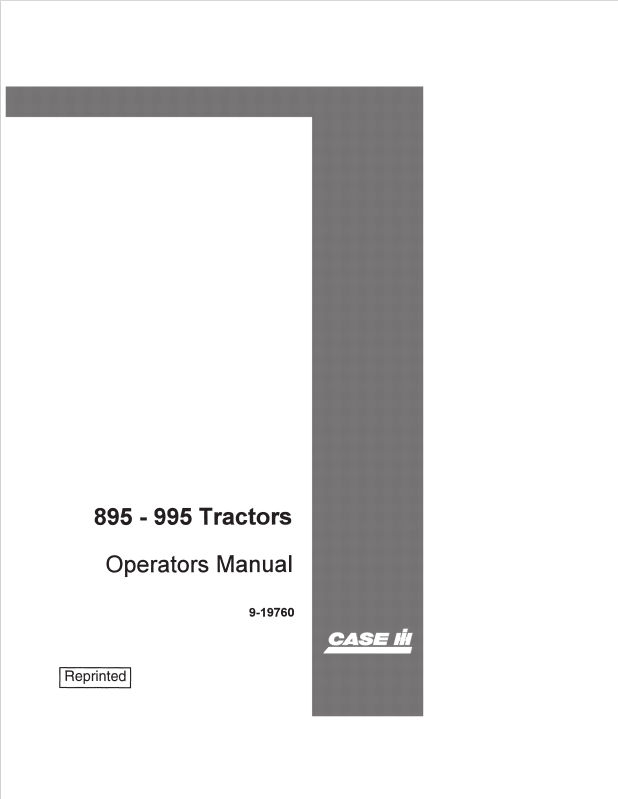 Case 895, 995 Tractor Operator Manual 9-19760 PDF