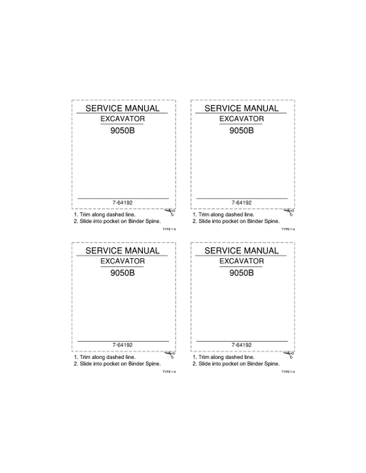 Case 9050B Excavator Service Repair Manual 7-64192 PDF