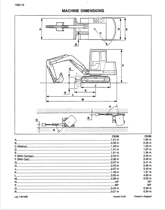 Case CK36, CK50 Excavator Service Repair Manual 7-56381 PDF
