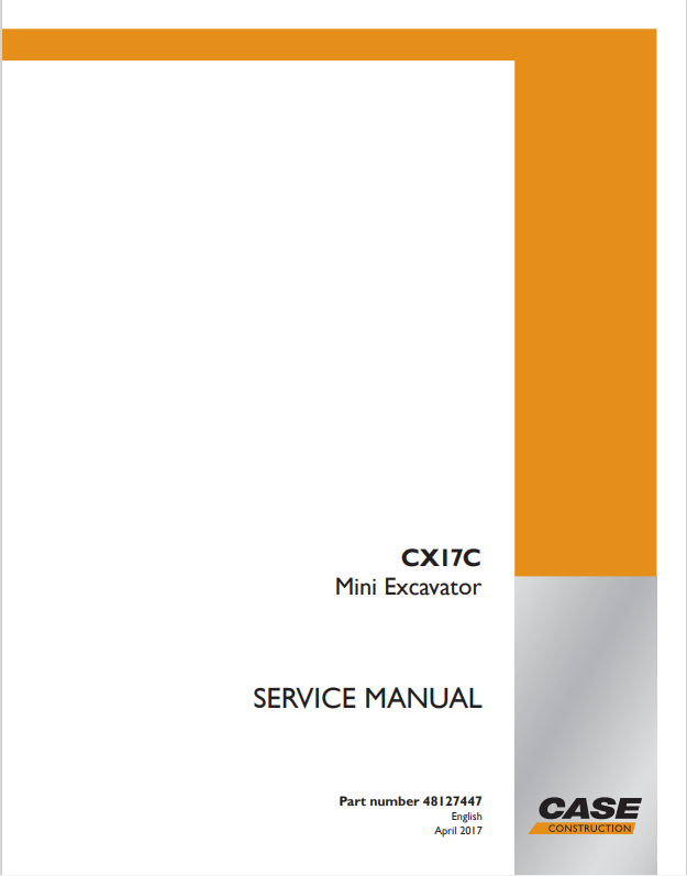 Case CX17C Mini Excavator Service Repair Manual 48127447 PDF