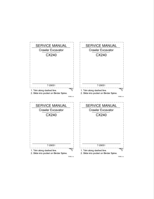 Case CX240 Crawler Excavator Service Manual 7-29051 PDF