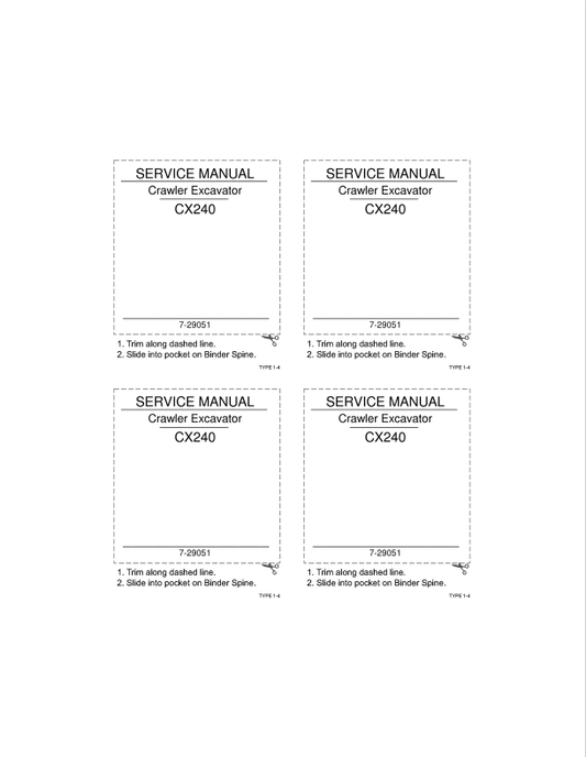 Case CX240 Crawler Excavator Service Manual 7-29051 PDF