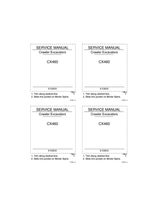 Case CX460 Crawler Excavator Service Manual 9-53600 PDF