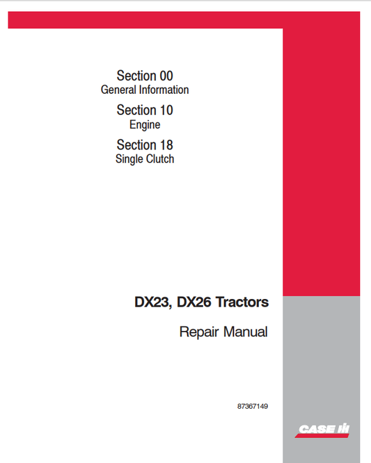 Case DX23, DX26 Tractor Service Repair Manual 87367149 PDF