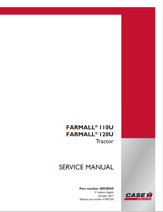 Case Farmall 110U, 120U Tractor Service Manual 48038069 PDF