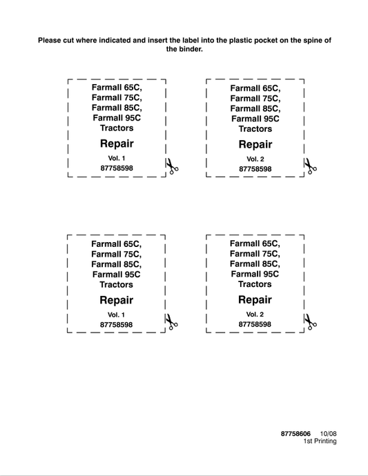 Case Farmall 65C, 75C, 85C, 95C Tractor Repair Manual 87758598 PDF