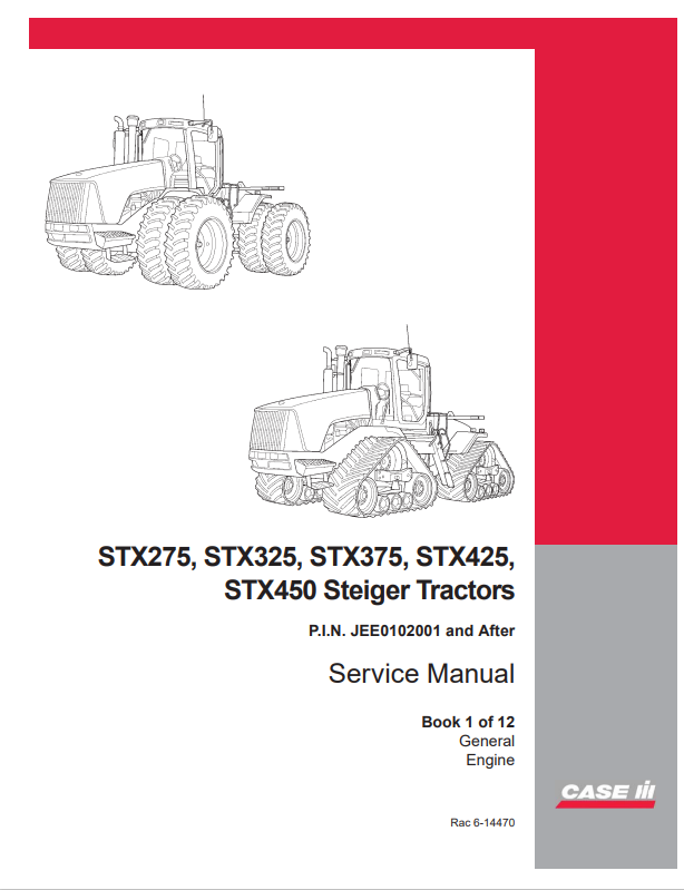 Case IH STX275, STX325, STX375, STX425, STX450 Steiger Tractor Service Manual 6-14470 PDF