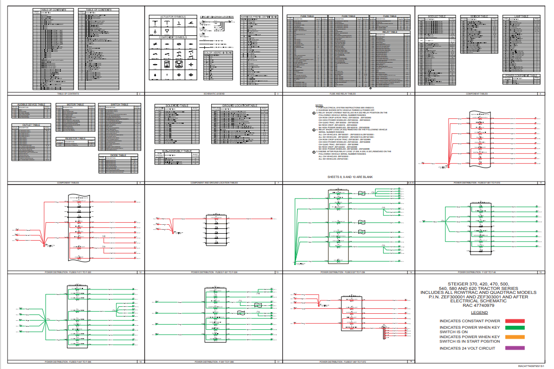 Case IH Series Steiger, quadtra, crowtrac 370, 420, 470, 500, 540, 580, 620 Electrical Schematic Manual 47740979 PDF