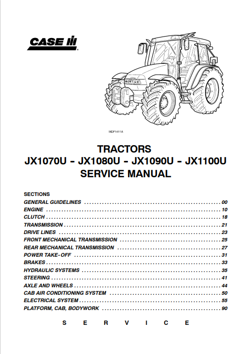 Case JX1070U, JX1080U, JX1090U, JX1100U, Service Manual 6-62400 PDF