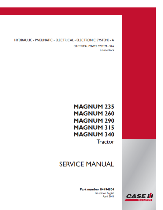 Case Magnum 235, 260, 290, 315, 340 Tractor Service Manual 84494804 PDF