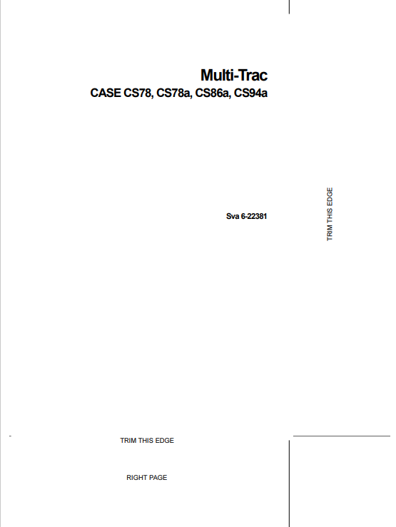 Case Multi Trac CS78, CS78a, CS86a, CS94a Operator Manual 6-22381 PDF