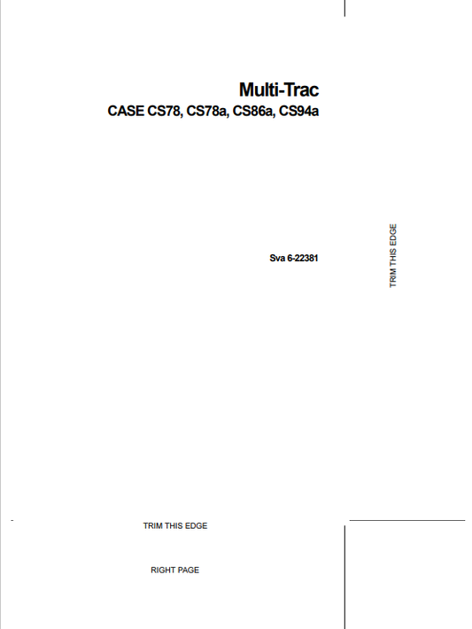 Case Multi Trac CS78, CS78a, CS86a, CS94a Operator Manual 6-22381 PDF