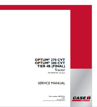 Case Optum 270, 300 CVT Tractor Service Manual 48193161 PDF