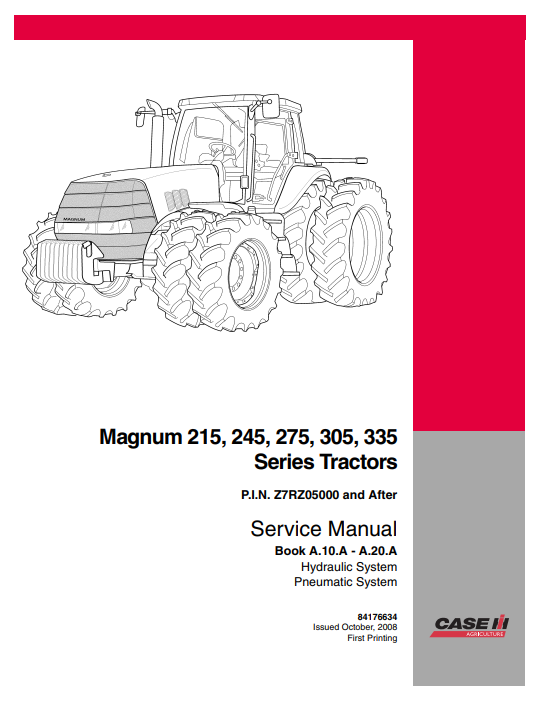 Case Tractor Magnum 215, 245, 275, 305, 335 Service Manual 84176636 PDF