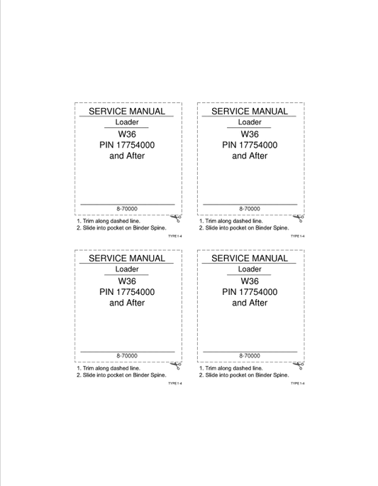 Case W36 PIN 17754000 And After Service Manual 8-70000 PDF