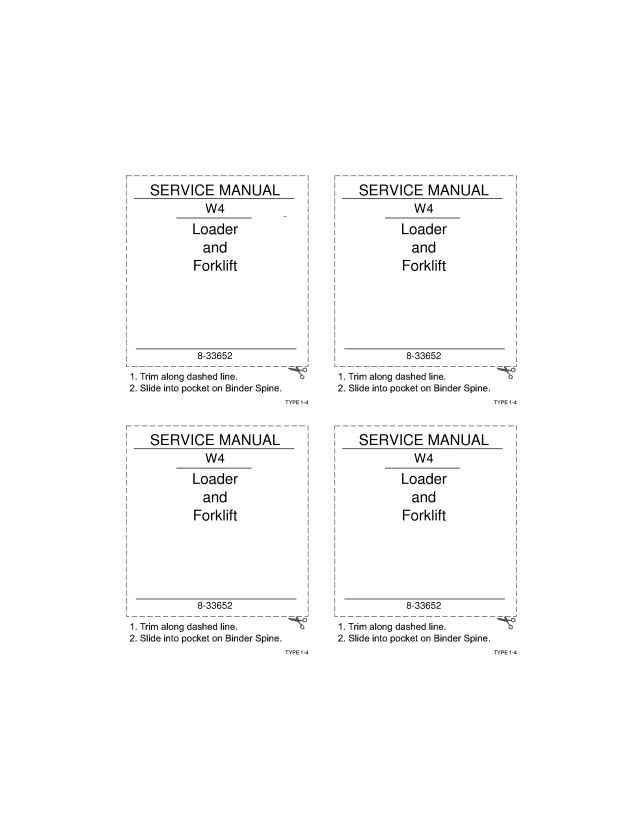 Case W4 Loader And Forklift Service Manual 8-33652 PDF