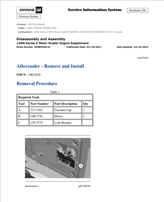 Caterpillar Cat 120M 2 Motor Grader Service and Repair Manual PDF | S/N M92