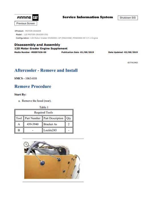 Caterpillar Cat 120 Motor Grader Service and Repair Manual PDF | S/N E92