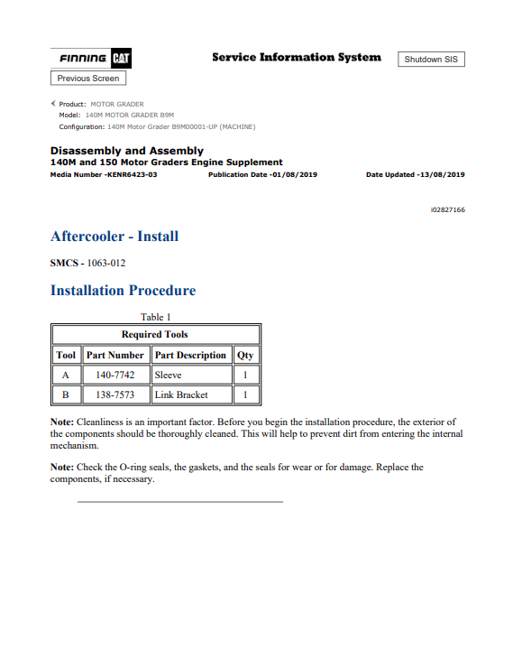 Caterpillar Cat 140H Motor Grader Service and Repair Manual PDF | S/N B9M